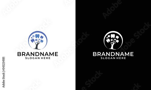 tree dental logo design concept template, vector dental, tree logo dental logo