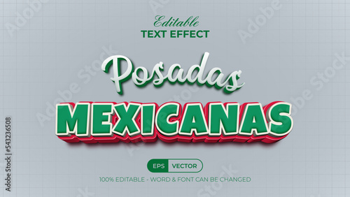 Posadas mexicanas text effect style. Editable text effect.