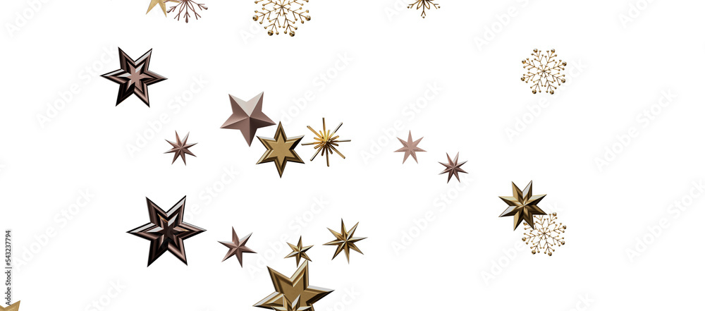 new year pattern. Christmas theme, golden openwork shiny snowflakes, star, 3D rendering. new year pattern. Christmas theme, golden openwork shiny snowflakes, star, 3D rendering.
