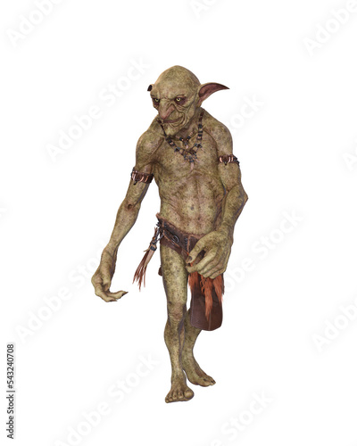 Hobgoblin mythical fairytale creature walking. 3d illustration isolated on transparent background.