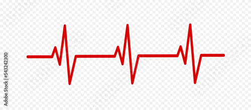 Red heartbeat line vector icon. Heart rhythm sign. Pulse icon. Vector illustration.