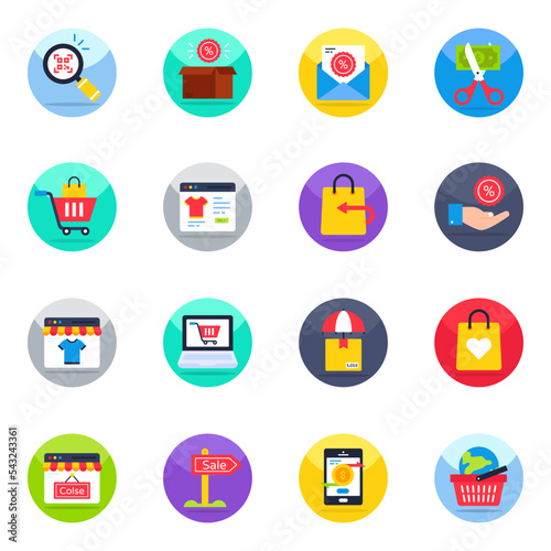 Pack of Shopping and Buying Flat Icons


