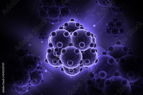 3d rendered Bacteria cells in color background
 photo