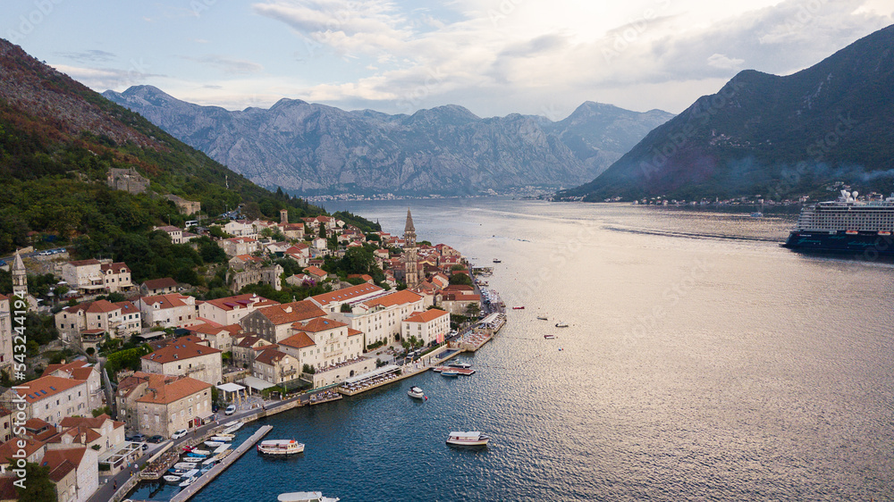 Perast city is the most beautiful place in Kotor Bay in Montenegro. Wonderful architecture and history with old church and nice view on clear sea. Romantic place for summer vacation or honeymoon. 