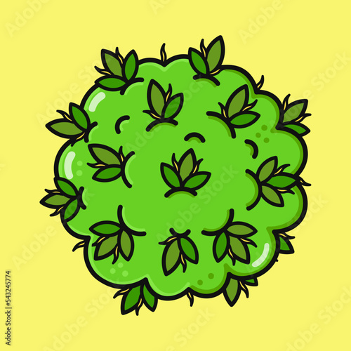 Cute funny marijuana weed. Vector hand drawn cartoon kawaii character illustration icon. Isolated on yellow background. Marijuana weed character concept