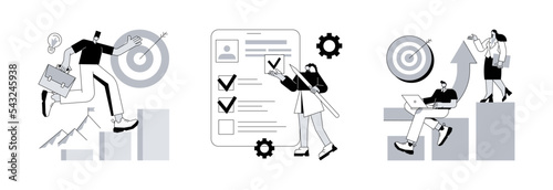Personal growth abstract concept vector illustration set. Business ambition, employee assessment, corporate ladder, goal achievement, startup project support, job performance review abstract metaphor.
