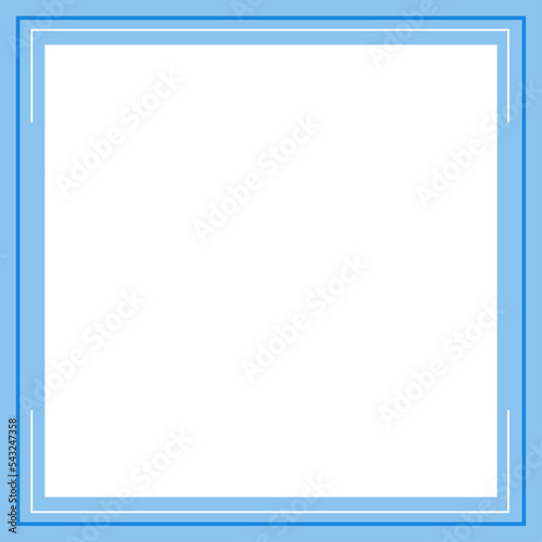 Blue and white square background color with stripe line shape. Suitable for social media post and web internet ads. Template layout. Frame, boarder for text, picture, advertisement. Empty space. 