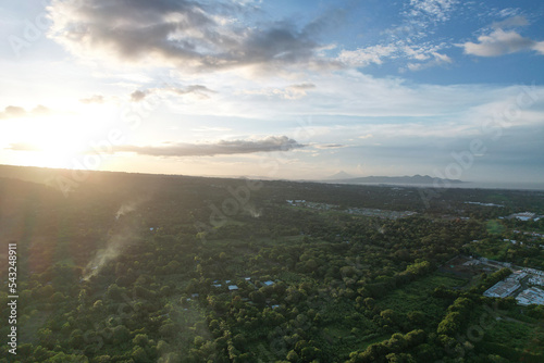 Green landscape in Nicaragua aerial drone view