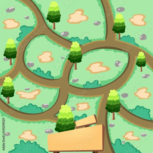 landscape with trees and birds