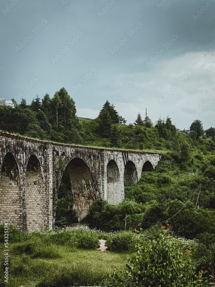 Old medieval viaduct in Vorokhta, Ukraine