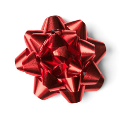 Ribbon bow isolated on white background. Christmas decoration.