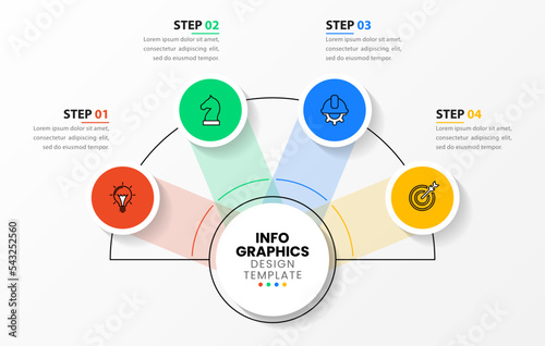 Infographic template. Semicircle with 4 circles and icons