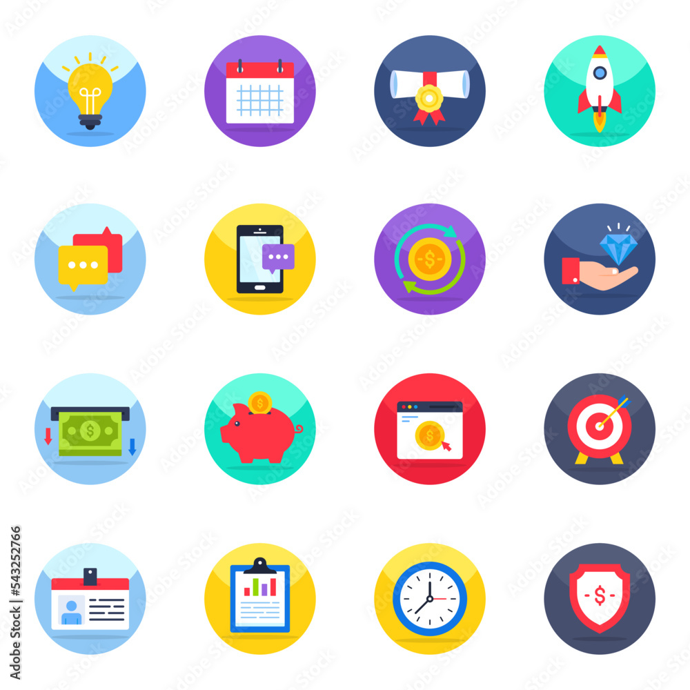 Pack of Business and Finance Flat Icons

