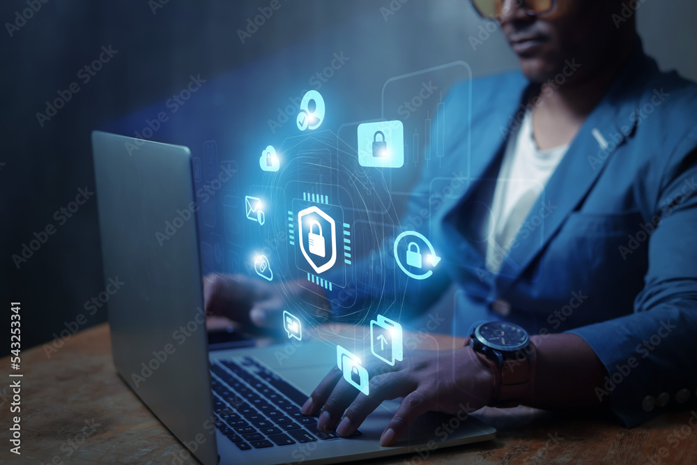 Fototapeta premium Concepts of cybersecurity, data protection, access to private information on the Internet online 