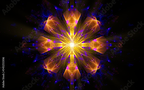 abstract illustration computer generated fantastic crystals of various shapes and shades on a black background for use in symbolism, signs for digital design and graphics