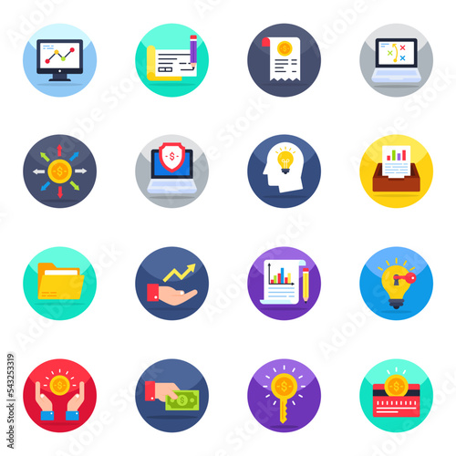 Pack of Business and Analytics Flat Icons

