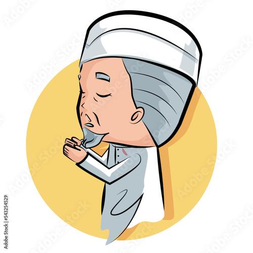 Grandfather and grandchildren in a Muslim family