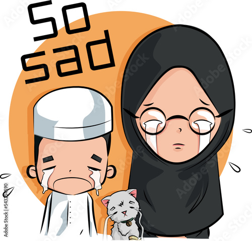 Grandfather and grandchildren in a Muslim family