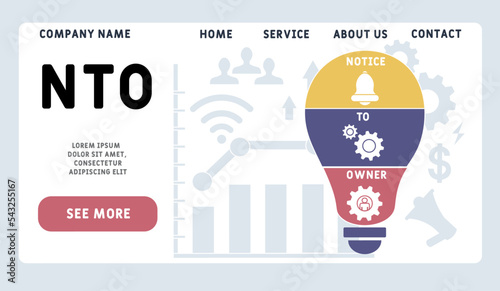 NTO - Notice To Owner acronym. business concept background.  vector illustration concept with keywords and icons. lettering illustration with icons for web banner, flyer, landing