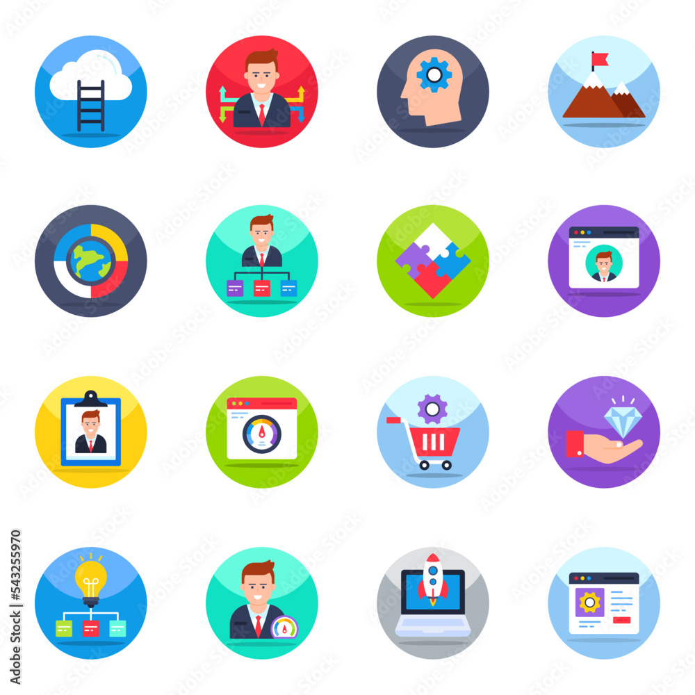 Fototapeta premium Pack of Business and Data Flat Icons 