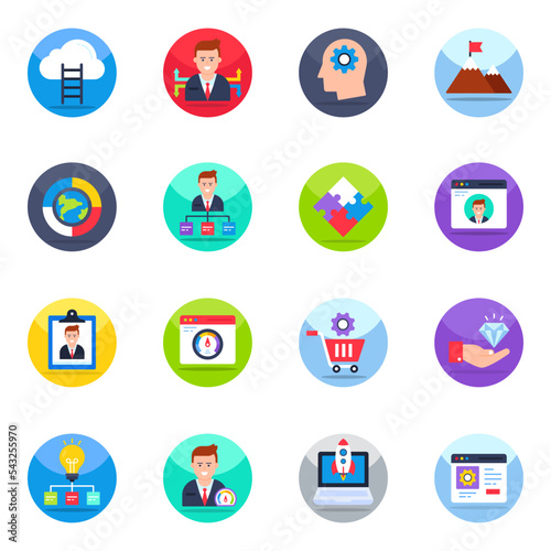 Pack of Business and Data Flat Icons 