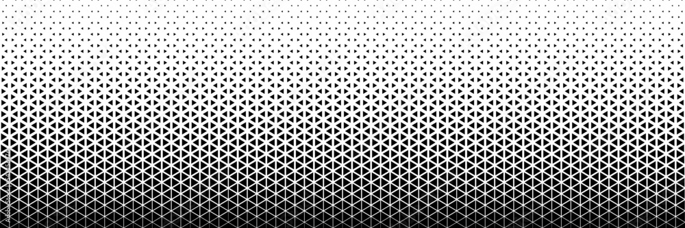 horizontal black halftone of triangle design for pattern and background.