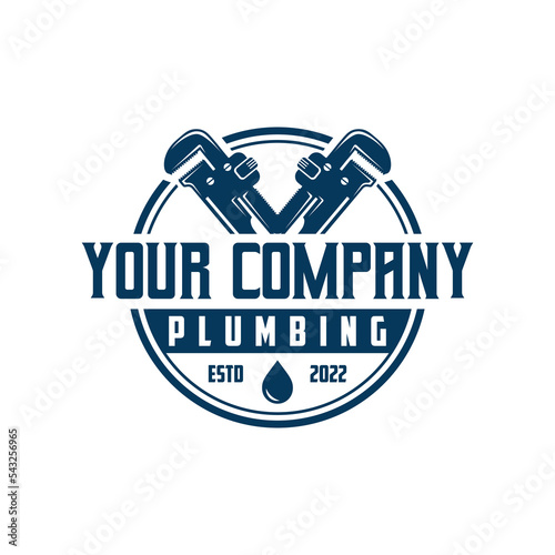 vintage plumbing logo design template