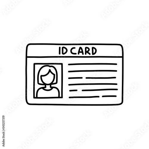 id card doodle icon, vector color line illustration