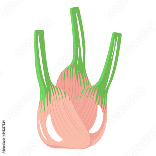 A green garlic with cloves, flat icon