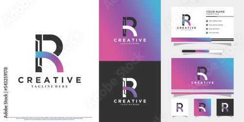 Monogram latter logo design initial r for business with creative concept and business card