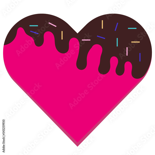 pink heart with melted dripping chocolate