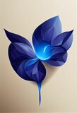 Vertical AI-generated image of an abstract blue purple flower design on a light background