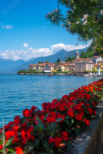 Beautiful view of Bellagio, the Pearl of Lake Como, one of the most famous and picturesque towns in Lombardy, Italy,  with unparalleled shoreline and Alpine views. © SeaRain