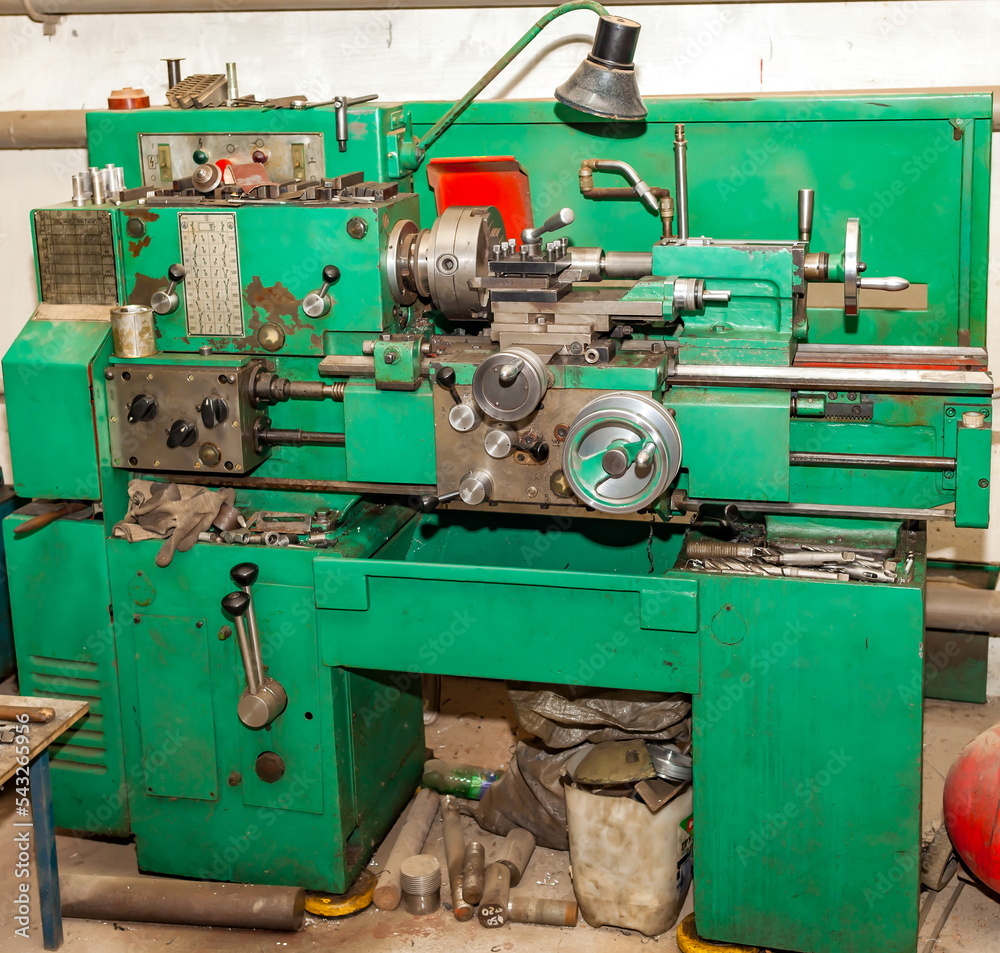 A close-up lathe in the mechanical assembly shop of the enterprise A close-up lathe in the mechanical assembly shop of the enterprise