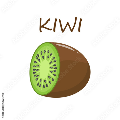 Obraz na płótnie Ripe kiwi fruit . half kiwi fruit isolated on white background. Chinese gooseberry half cross section flat color vector icon for food apps and websites w salonie