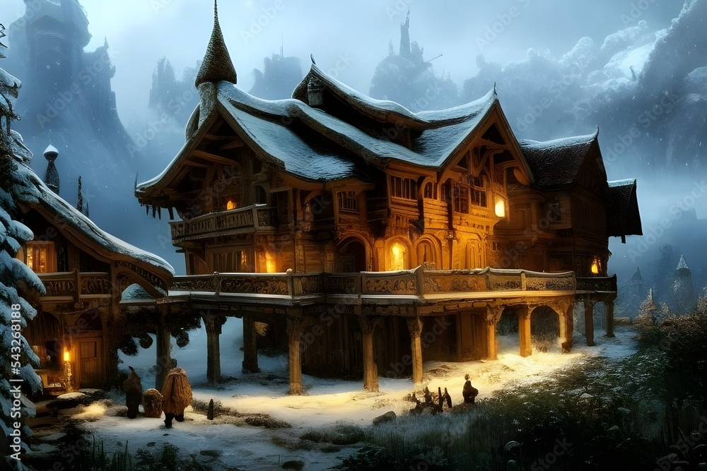 House on rural area 3d render 3d illustration
