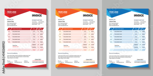 Business invoice template design illustration, creative corporate business invoice template, cash memo, payment bill and price, Vector Quotation Design.