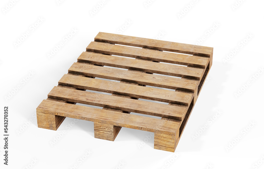 3d render of wooden pallets over a white background