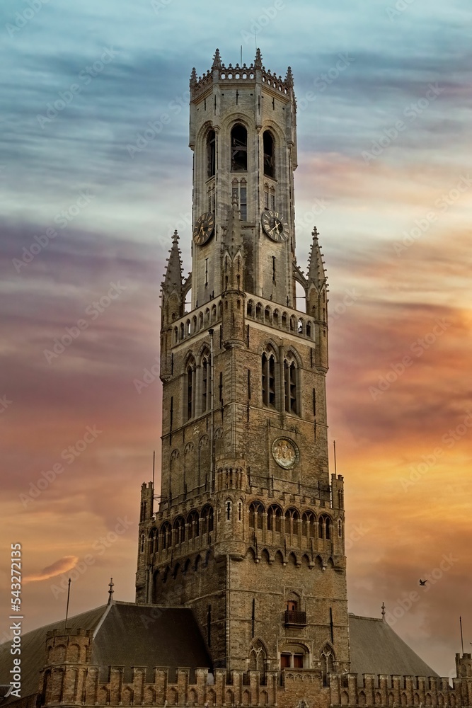 Obraz premium Vertical shot of a modern tower in Bruges, Belgium