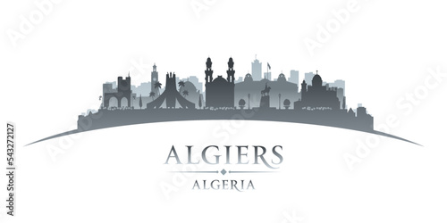 Algiers Algeria city silhouette white background