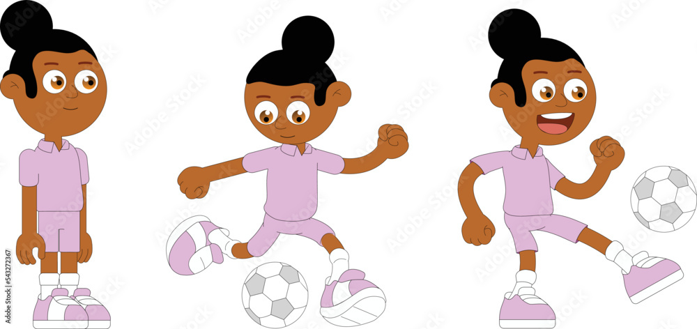 Vector Illustration of the kids playing soccer (football)