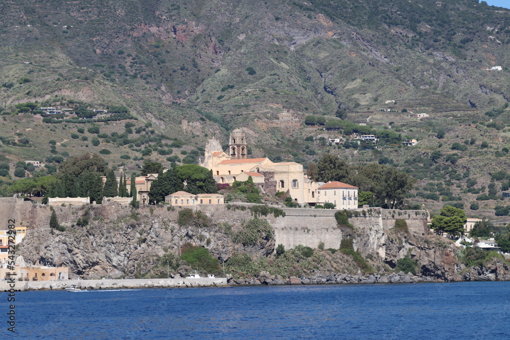 panorama of island of Vulcano Aeolian Islands Sicily-