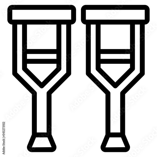 crutches line icon style
