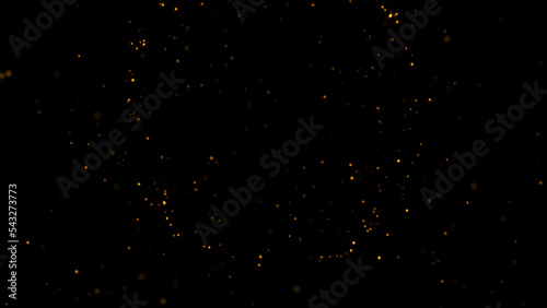 gold particles abstract background,Beautiful futuristic glittering in space on black background.