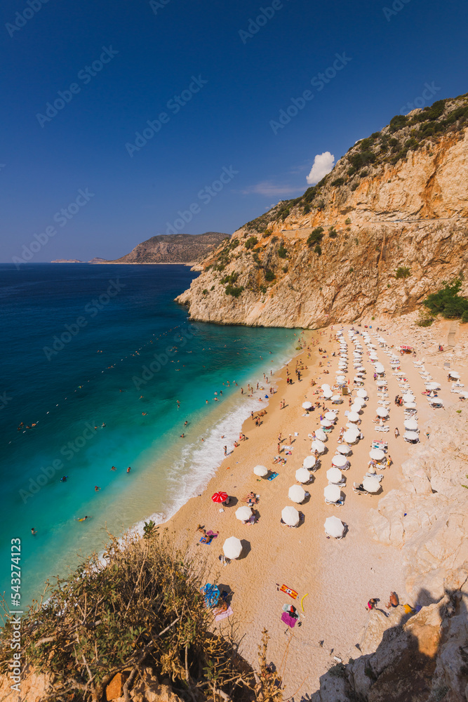 Fototapeta premium Tourists swimming on the Kaputas Beach, Kas, Antalya Turkey