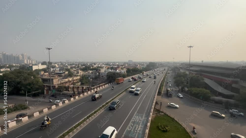 Indian clean road fly over drone shot video