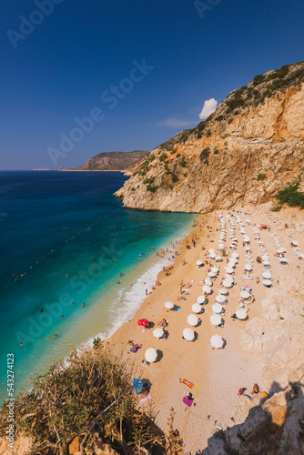 Tourists swimming on the Kaputas Beach, Kas, Antalya Turkey