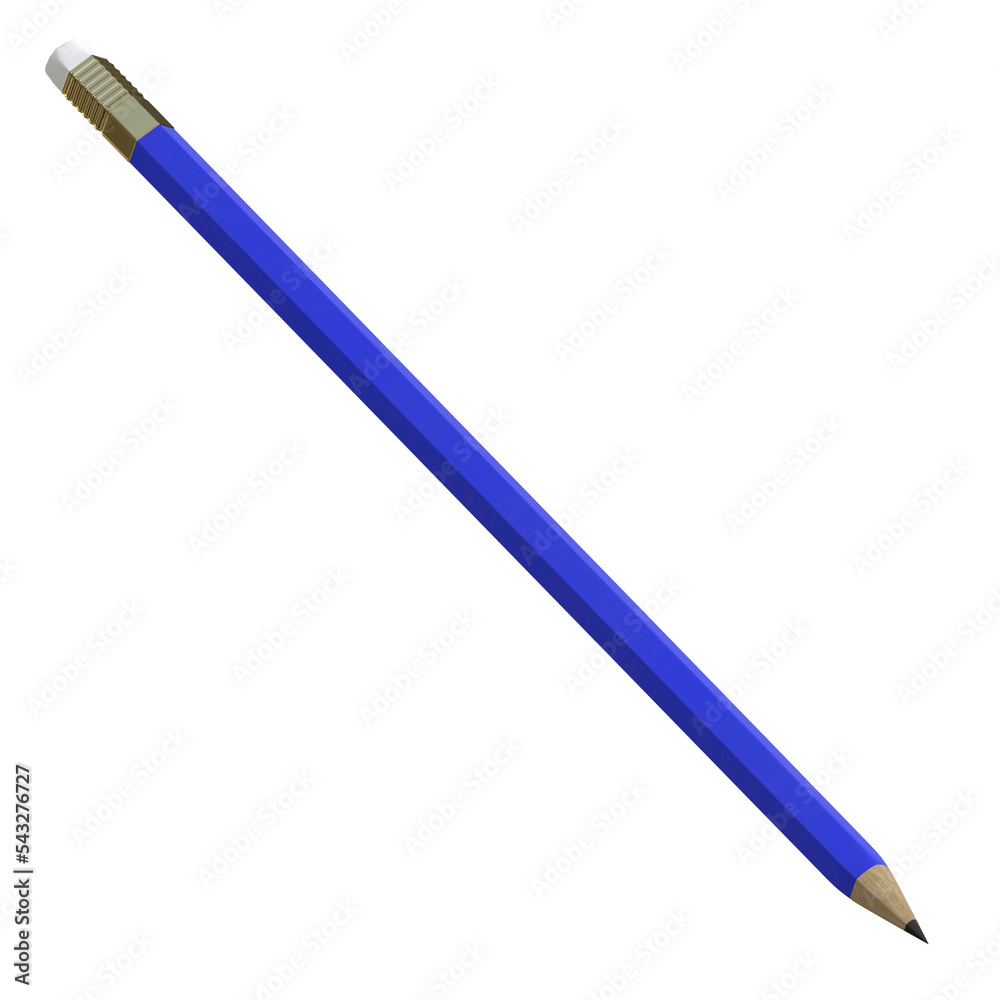 3d rendering illustration of a pencil with eraser