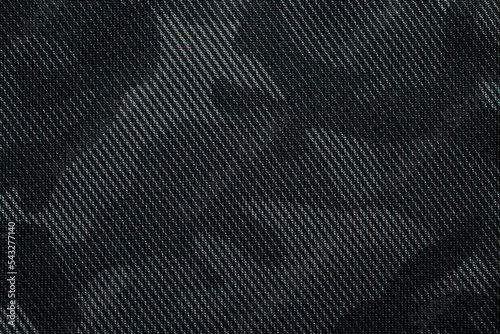 Camouflage pattern. Trendy dark gray camouflage fabric. Military texture. Dark back.