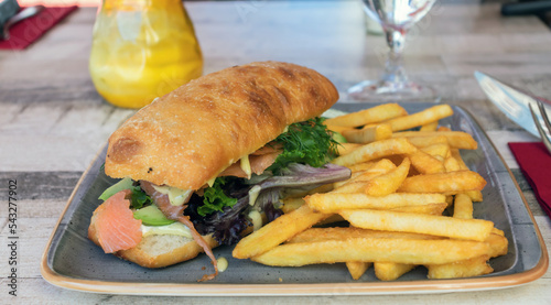 Summer restaurant on the street. Food and drink. photo